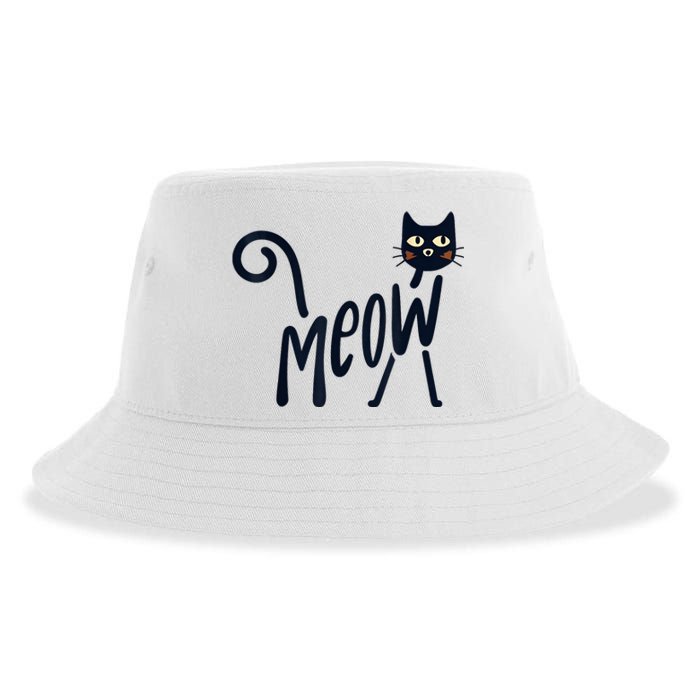 Funny Meow Cat In Black Sustainable Bucket Hat