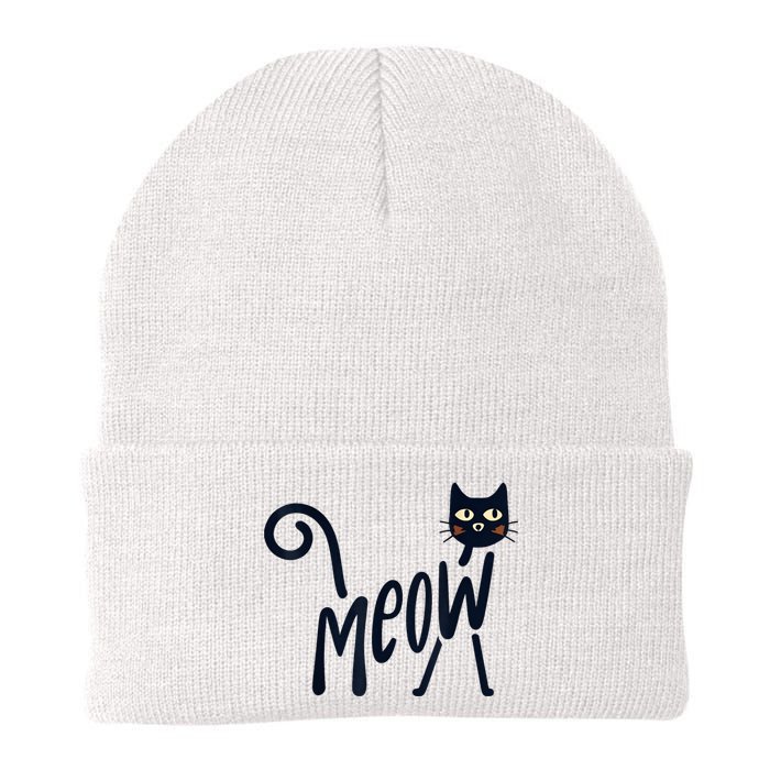 Funny Meow Cat In Black Knit Cap Winter Beanie