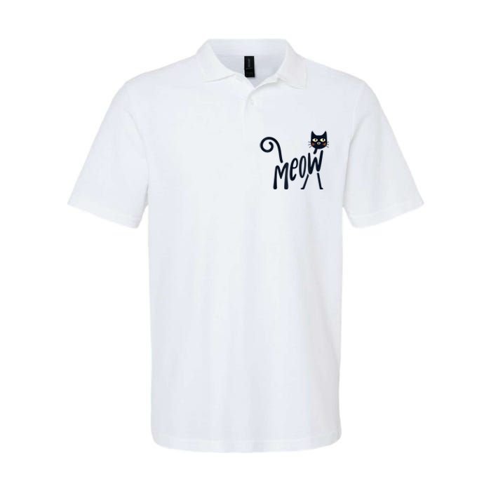 Funny Meow Cat In Black Softstyle Adult Sport Polo