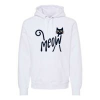 Funny Meow Cat In Black Premium Hoodie