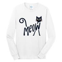 Funny Meow Cat In Black Tall Long Sleeve T-Shirt