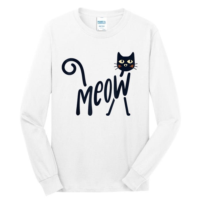 Funny Meow Cat In Black Tall Long Sleeve T-Shirt