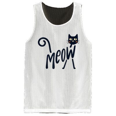 Funny Meow Cat In Black Mesh Reversible Basketball Jersey Tank