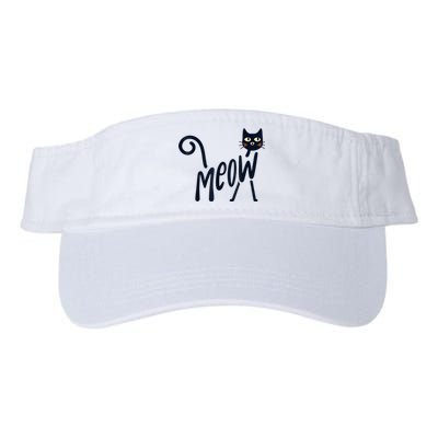 Funny Meow Cat In Black Valucap Bio-Washed Visor