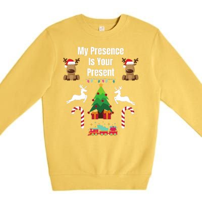 Funny Merry Christmas Sarcastic My Presence Is Your Present Funny Sarcastic Xmas Premium Crewneck Sweatshirt