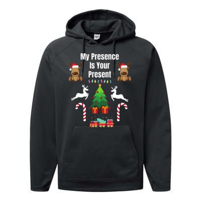 Funny Merry Christmas Sarcastic My Presence Is Your Present Funny Sarcastic Xmas Performance Fleece Hoodie