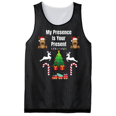 Funny Merry Christmas Sarcastic My Presence Is Your Present Funny Sarcastic Xmas Mesh Reversible Basketball Jersey Tank