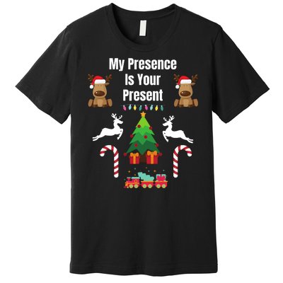 Funny Merry Christmas Sarcastic My Presence Is Your Present Funny Sarcastic Xmas Premium T-Shirt