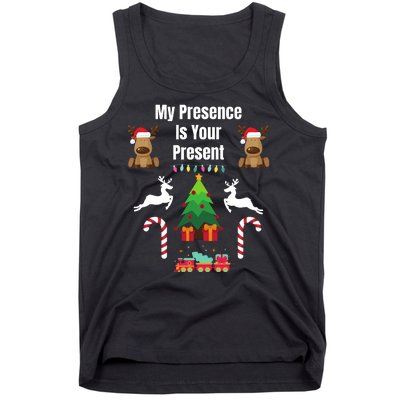 Funny Merry Christmas Sarcastic My Presence Is Your Present Funny Sarcastic Xmas Tank Top