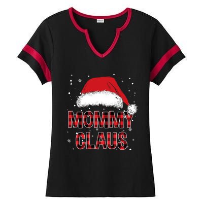 Funny Mommy Claus Red Plaid Christmas Family Pjs Matching Gift Ladies Halftime Notch Neck Tee