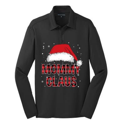 Funny Mommy Claus Red Plaid Christmas Family Pjs Matching Gift Silk Touch Performance Long Sleeve Polo