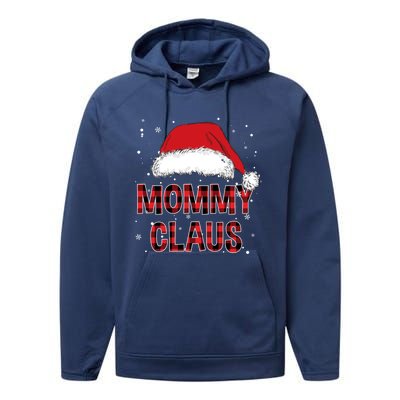 Funny Mommy Claus Red Plaid Christmas Family Pjs Matching Gift Performance Fleece Hoodie