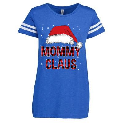 Funny Mommy Claus Red Plaid Christmas Family Pjs Matching Gift Enza Ladies Jersey Football T-Shirt