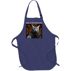 Funny Meme Cat Rage Is Consuming Me Full-Length Apron With Pockets