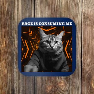 Funny Meme Cat Rage Is Consuming Me Coaster