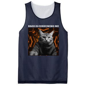 Funny Meme Cat Rage Is Consuming Me Mesh Reversible Basketball Jersey Tank