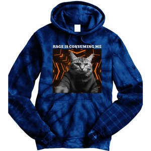 Funny Meme Cat Rage Is Consuming Me Tie Dye Hoodie