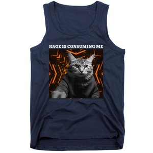 Funny Meme Cat Rage Is Consuming Me Tank Top