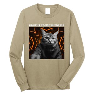 Funny Meme Cat Rage Is Consuming Me Long Sleeve Shirt