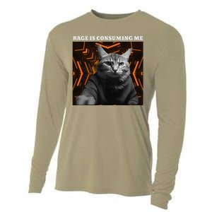 Funny Meme Cat Rage Is Consuming Me Cooling Performance Long Sleeve Crew