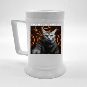 Funny Meme Cat Rage Is Consuming Me Beer Stein