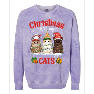 Feline Meowy Catmas Lover Christmas With My Cats Great Gift Colorblast Crewneck Sweatshirt