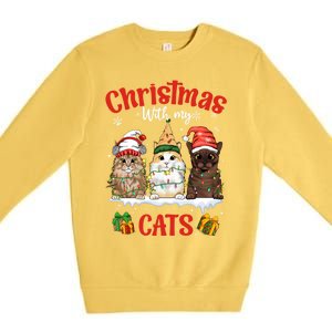 Feline Meowy Catmas Lover Christmas With My Cats Great Gift Premium Crewneck Sweatshirt