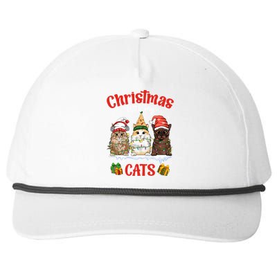 Feline Meowy Catmas Lover Christmas With My Cats Great Gift Snapback Five-Panel Rope Hat