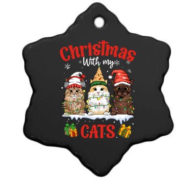 Feline Meowy Catmas Lover Christmas With My Cats Great Gift Ceramic Star Ornament