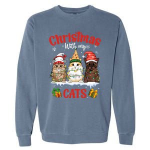 Feline Meowy Catmas Lover Christmas With My Cats Great Gift Garment-Dyed Sweatshirt