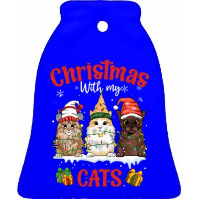 Feline Meowy Catmas Lover Christmas With My Cats Great Gift Ceramic Bell Ornament