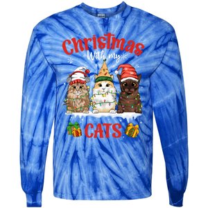 Feline Meowy Catmas Lover Christmas With My Cats Great Gift Tie-Dye Long Sleeve Shirt