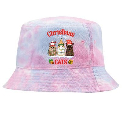 Feline Meowy Catmas Lover Christmas With My Cats Great Gift Tie-Dyed Bucket Hat