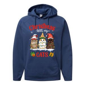 Feline Meowy Catmas Lover Christmas With My Cats Great Gift Performance Fleece Hoodie