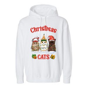 Feline Meowy Catmas Lover Christmas With My Cats Great Gift Garment-Dyed Fleece Hoodie