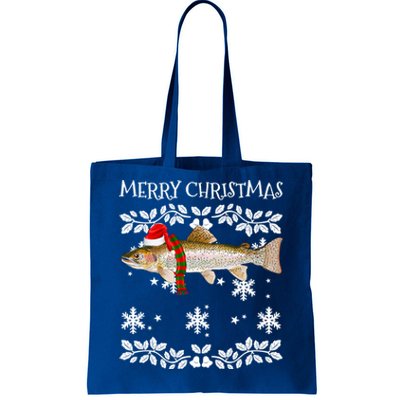 Fish Merry Christmas Ornat Rainbow Trout Ugly Xmas Cute Gift Tote Bag