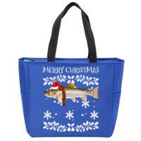 Fish Merry Christmas Ornat Rainbow Trout Ugly Xmas Cute Gift Zip Tote Bag