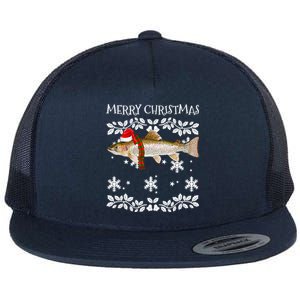 Fish Merry Christmas Ornat Rainbow Trout Ugly Xmas Cute Gift Flat Bill Trucker Hat