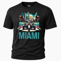 Formula Miami City Racing Circuit Car Map Grand Prix Race Cooling Performance Crew T-Shirt