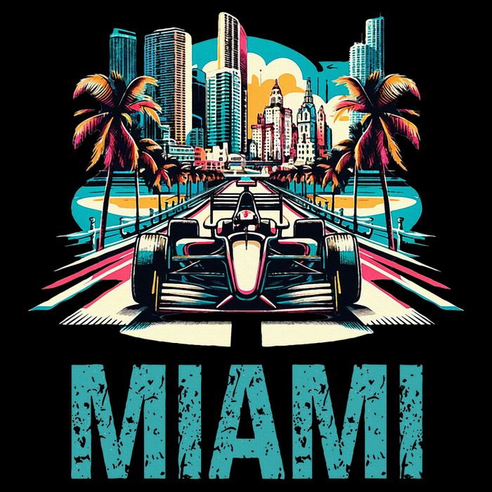 Formula Miami City Racing Circuit Car Map Grand Prix Race Cooling Performance Crew T-Shirt