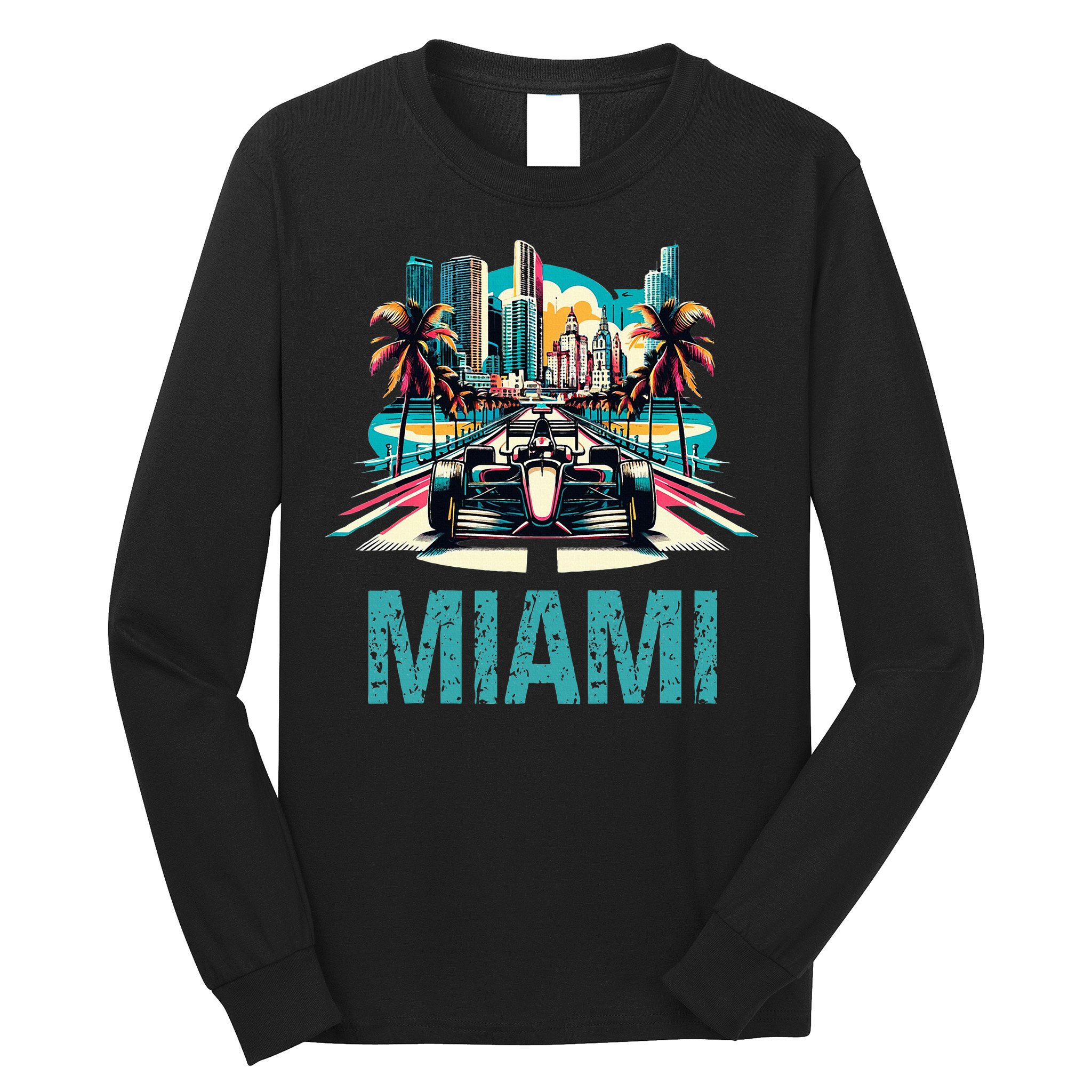 Formula Miami City Racing Circuit Car Map Grand Prix Race Long Sleeve Shirt