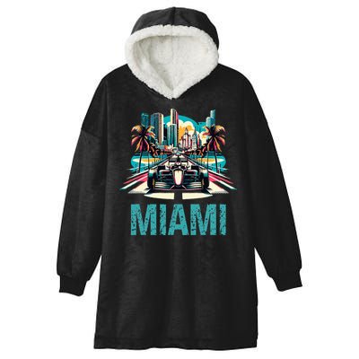 Formula Miami City Racing Circuit Car Map Grand Prix Race Hooded Wearable Blanket