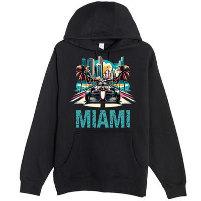 Formula Miami City Racing Circuit Car Map Grand Prix Race Premium Pullover Hoodie