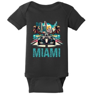 Formula Miami City Racing Circuit Car Map Grand Prix Race Baby Bodysuit