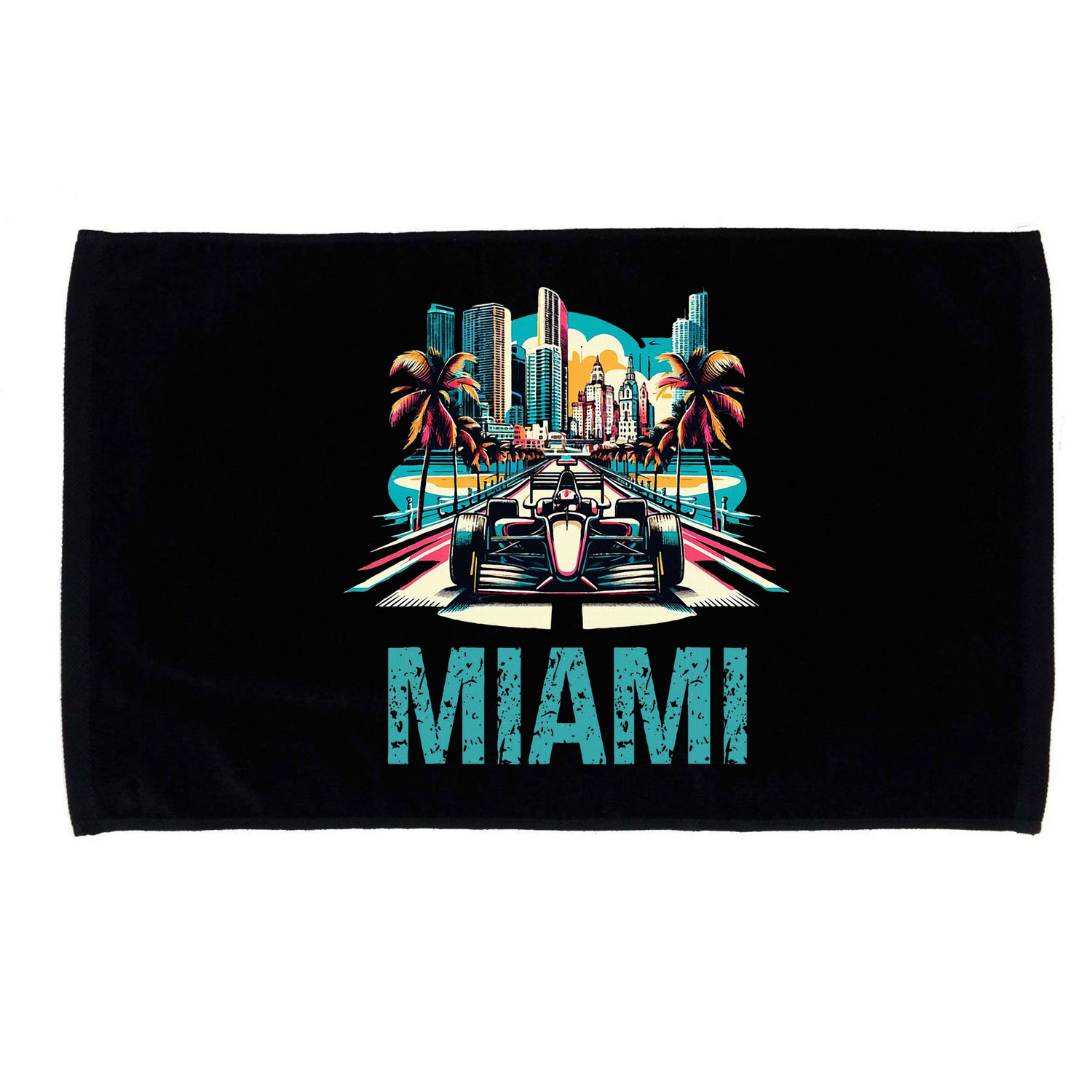 Formula Miami City Racing Circuit Car Map Grand Prix Race Microfiber Hand Towel