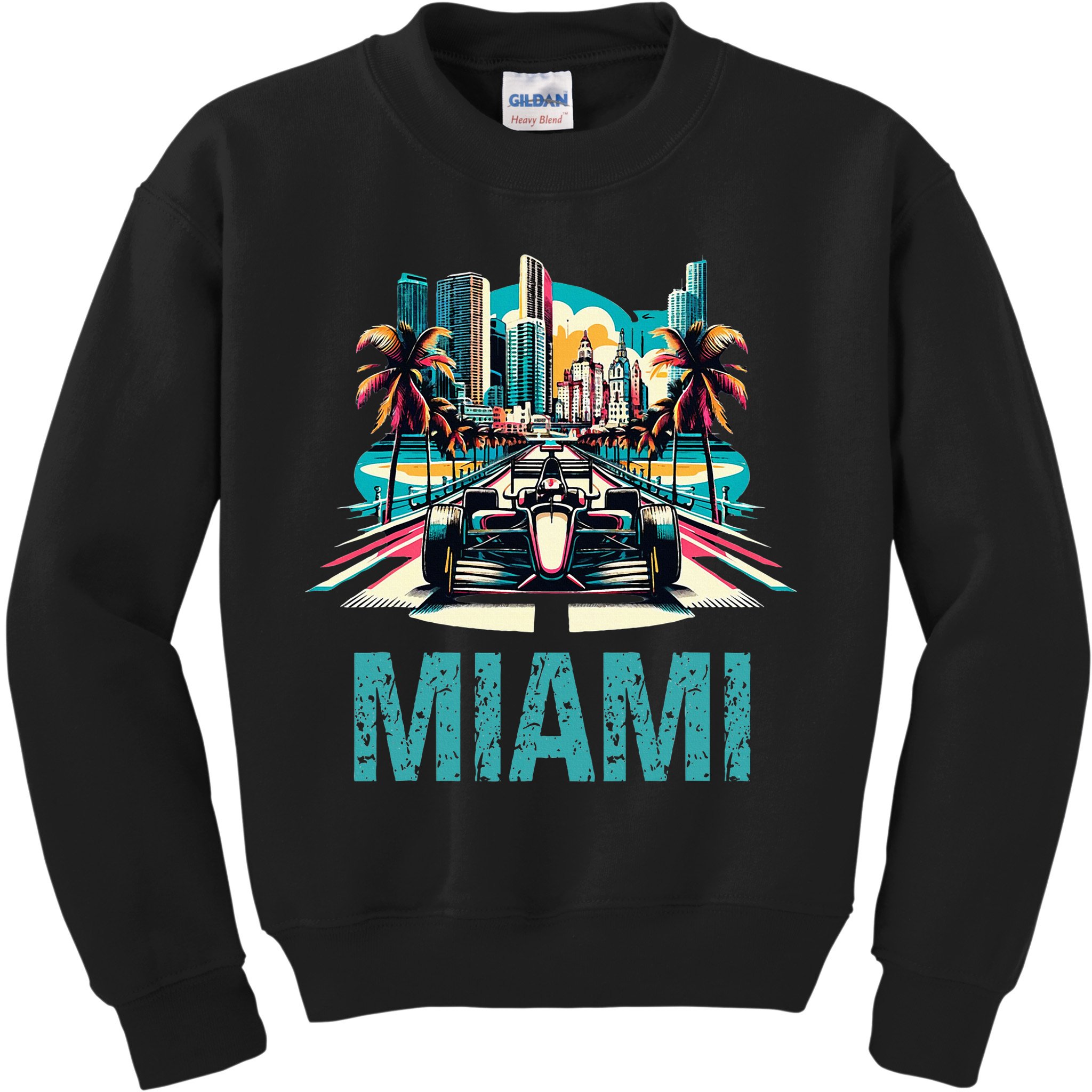 Formula Miami City Racing Circuit Car Map Grand Prix Race Kids Sweatshirt