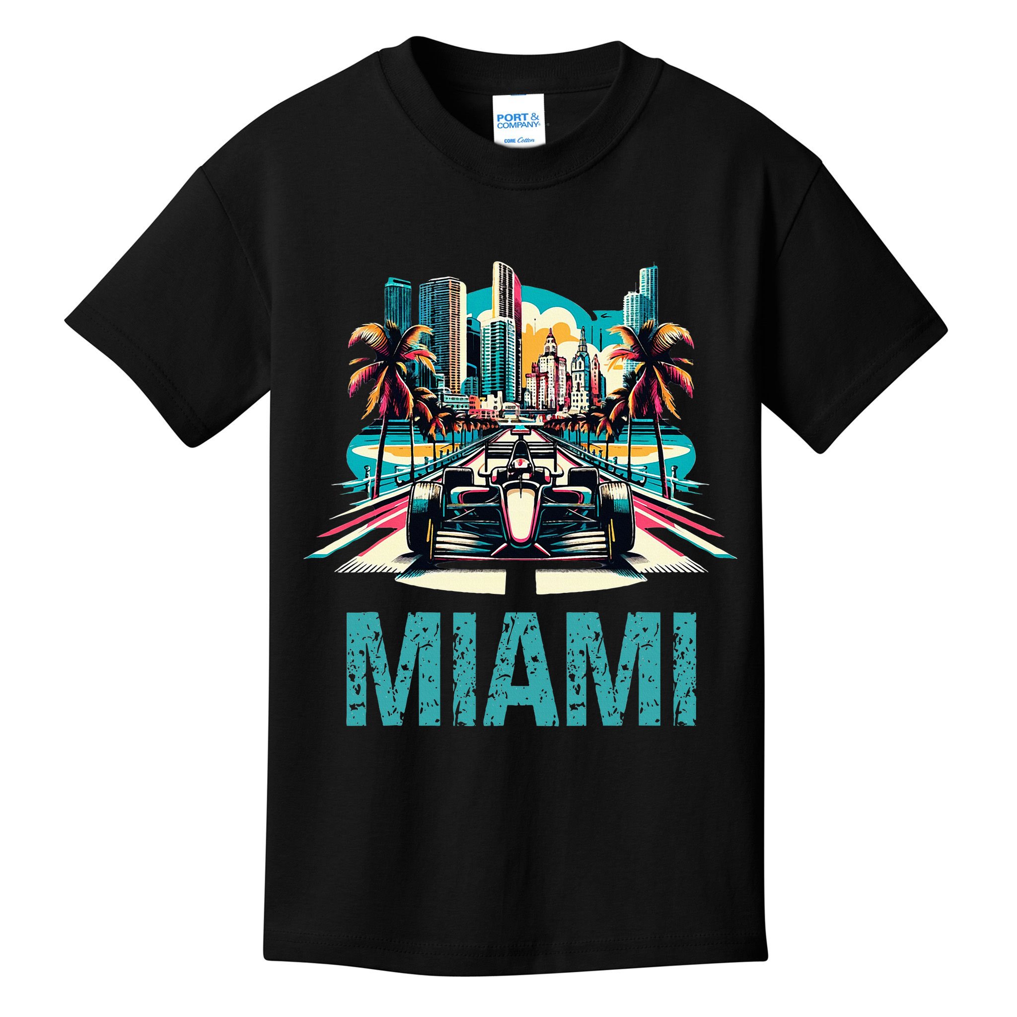 Formula Miami City Racing Circuit Car Map Grand Prix Race Kids T-Shirt