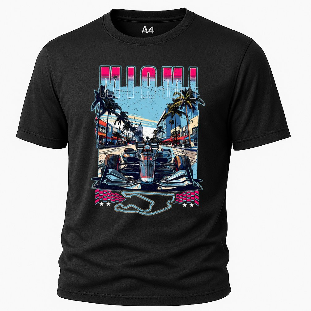 Formula Miami City Racing Racetrack Car Map Grand Prix Race Cooling Performance Crew T-Shirt
