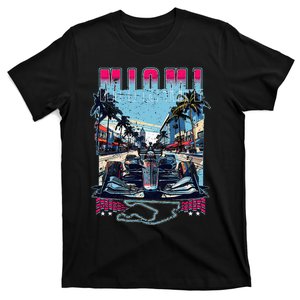 Formula Miami City Racing Racetrack Car Map Grand Prix Race T-Shirt