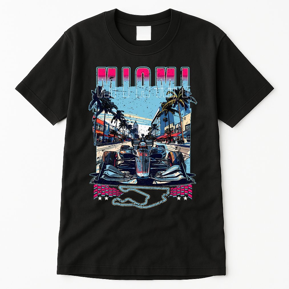Formula Miami City Racing Racetrack Car Map Grand Prix Race Tall T-Shirt